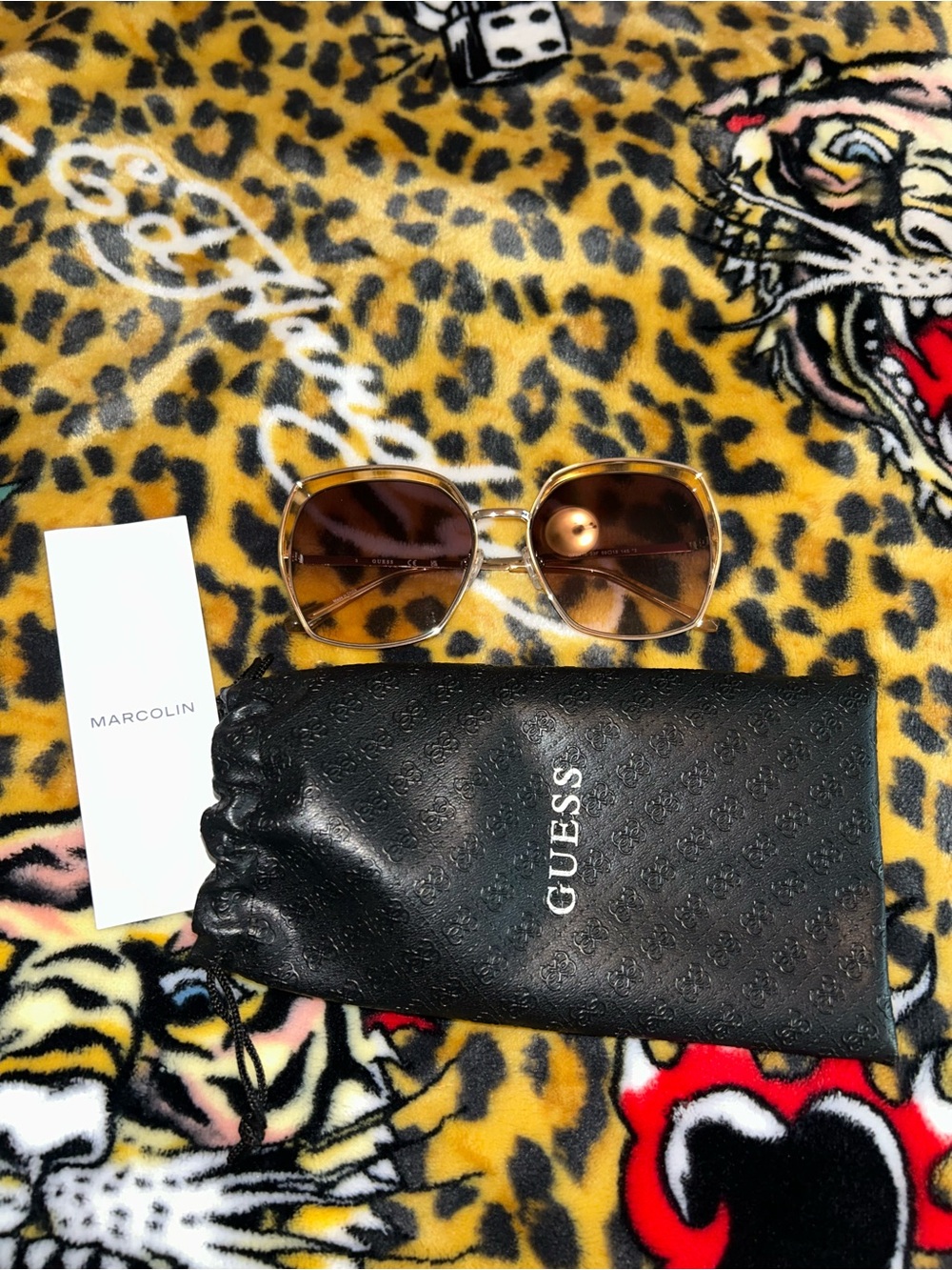 GUESS Gold Frame Brown Lens Women's Sunglasses